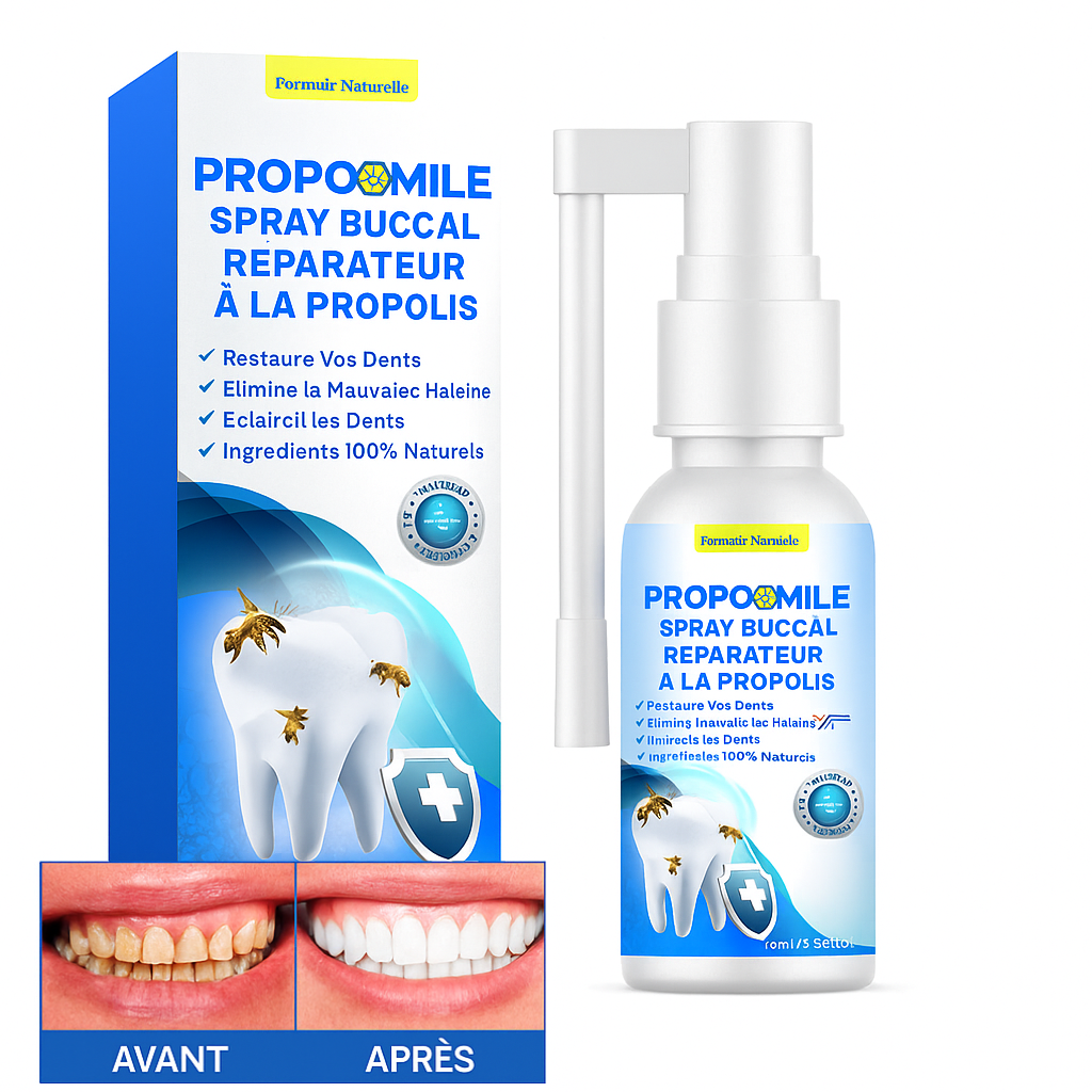 PropoSmile™ Spray Buccal Réparateur à la Propolis | Répare l’émail, blanchit les dents et assainit la bouche en 10 minutes!