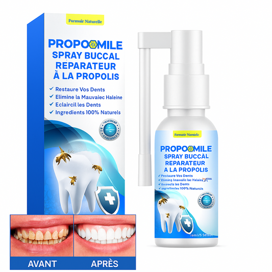 PropoSmile™ Spray Buccal Réparateur à la Propolis | Répare l’émail, blanchit les dents et assainit la bouche en 10 minutes!