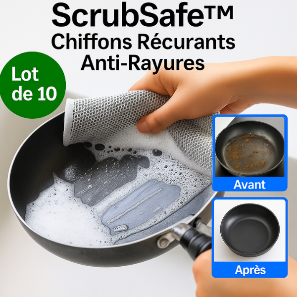 ScrubSafe™ Chiffons Récurants Anti-Rayures | Nettoient en profondeur sans abîmer vos surfaces en un instant!