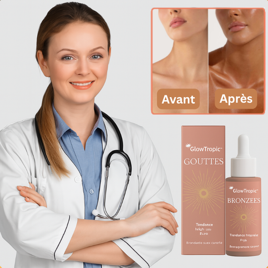 GlowTropic™ Gouttes Bronzantes à Boire | Obtenez un teint doré, naturel et lumineux en seulement 3 jours!