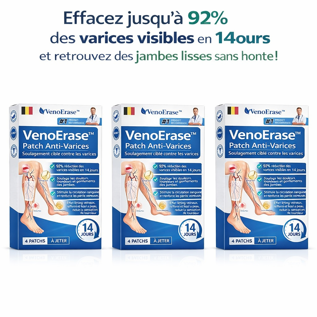 VenoErase™ Patch Anti-Varices | Effacez jusqu’à 92% des varices visibles en 14 jours et retrouvez des jambes lisses sans honte !