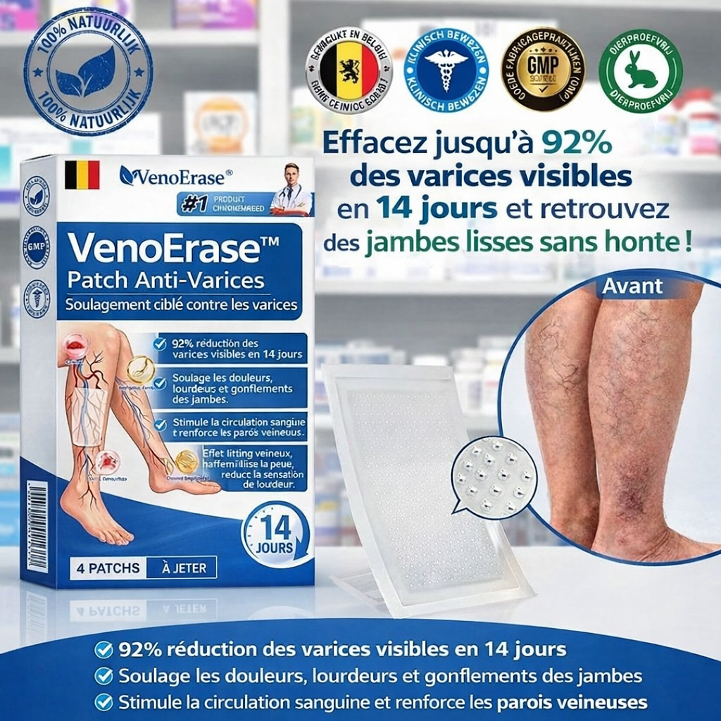VenoErase™ Patch Anti-Varices | Effacez jusqu’à 92% des varices visibles en 14 jours et retrouvez des jambes lisses sans honte !