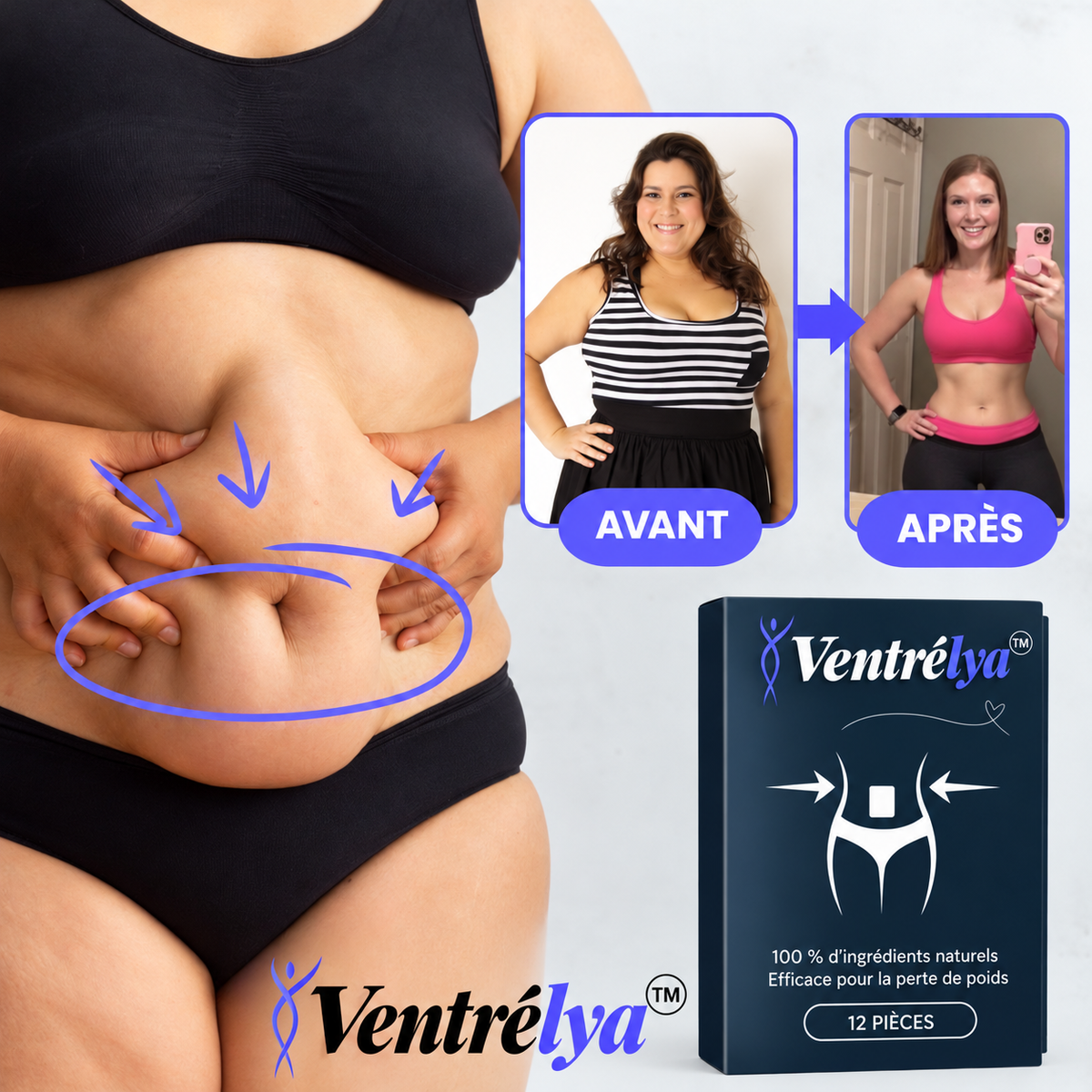 Ventrélya™ Patchs Brûle-Graisse Abdominale | Perdez jusqu’à 3,2 kg en seulement 5 jours !