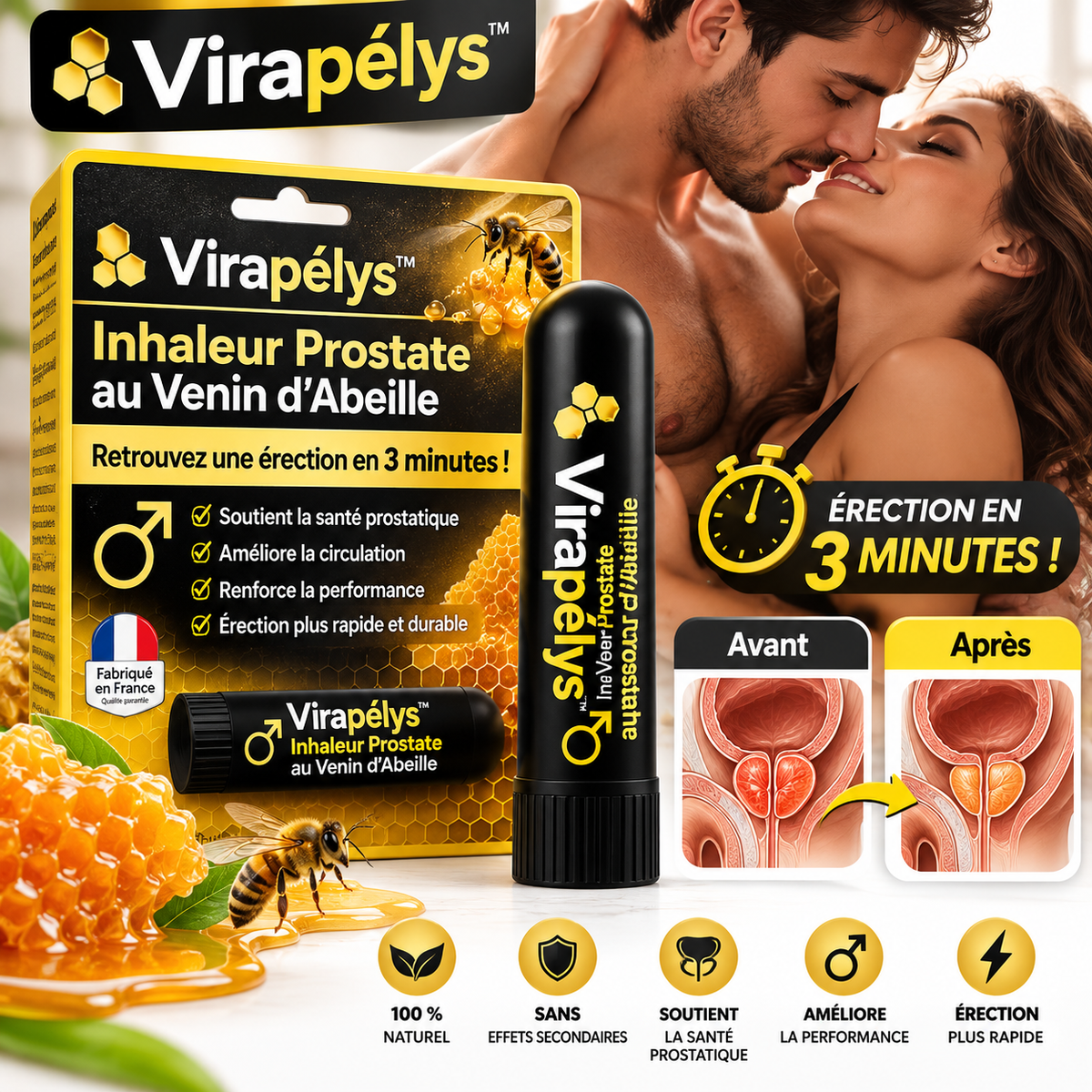 Virapélys™ Inhaleur Prostate au Venin d'Abeille | Retrouvez une érection en 3 minutes!