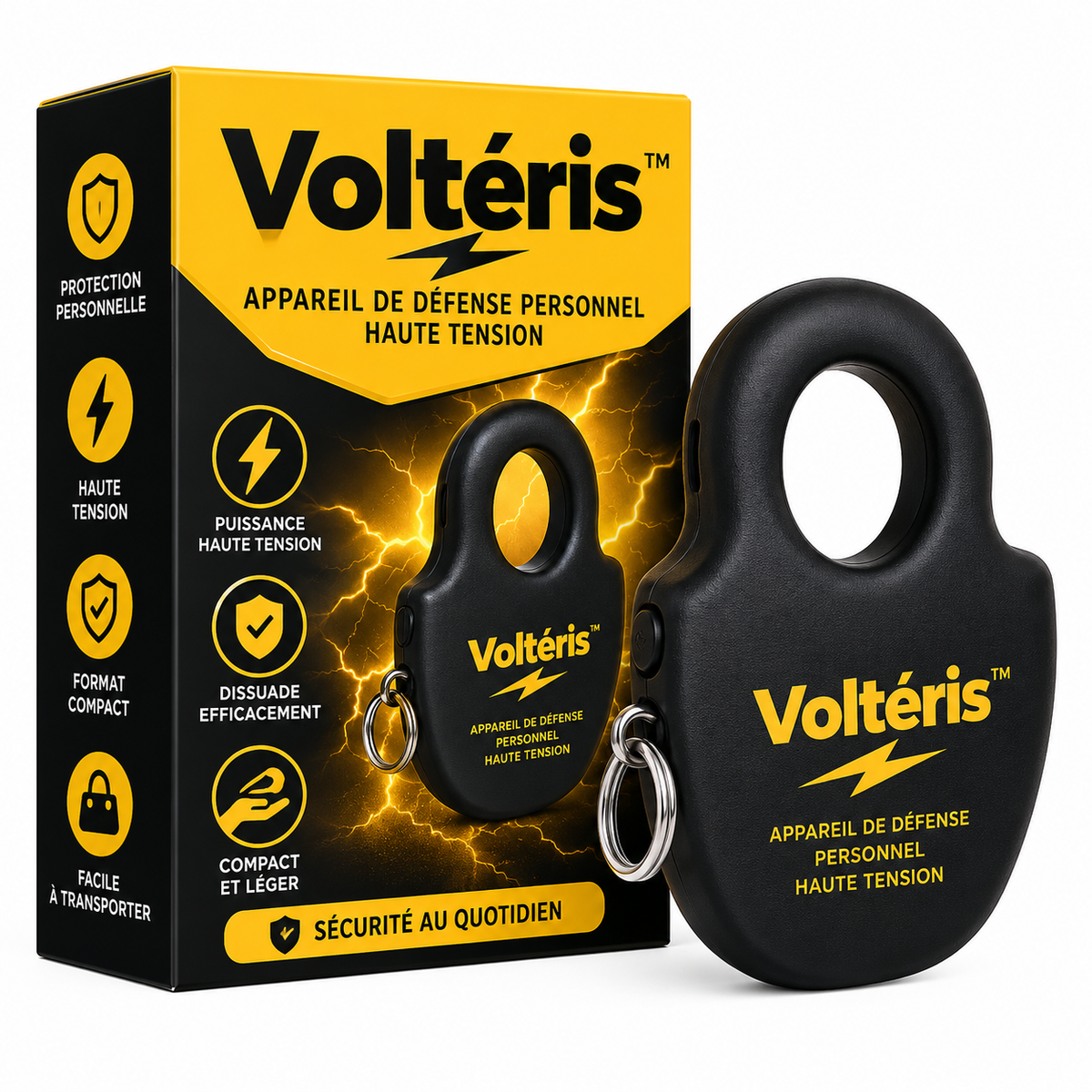 Voltéris™ Appareil de Défense Personnel Haute Tension | Neutralise tout agresseur en 1 seconde, sans effort!