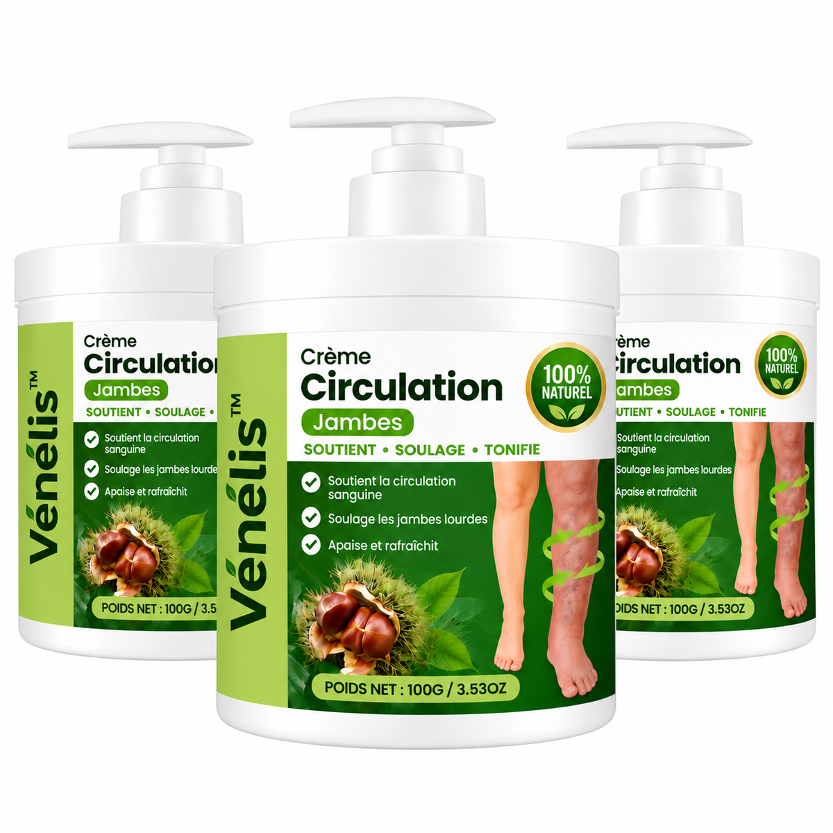 Vénélis™ Crème Circulation Jambes | Dégonflez jambes lourdes, varices et chevilles en 48h !