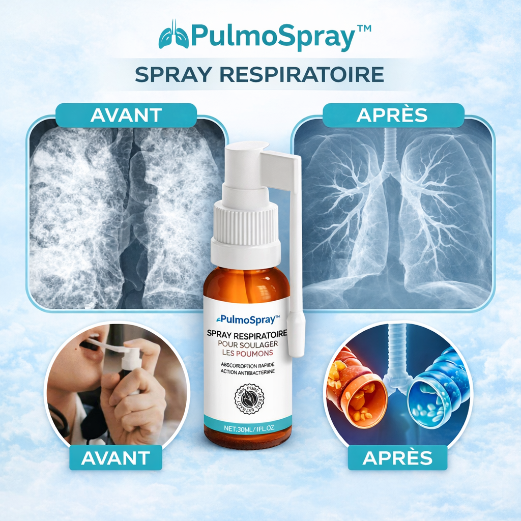 PulmoSpray™ Spray Respiratoire | Éliminez jusqu’à 92 % du mucus en 48 heures !
