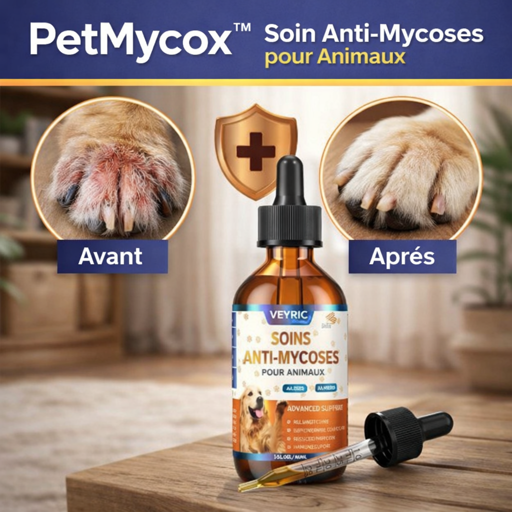 PetMycox™ Soin Anti-Mycoses pour Animaux | Stoppez grattage et léchage en quelques jours !