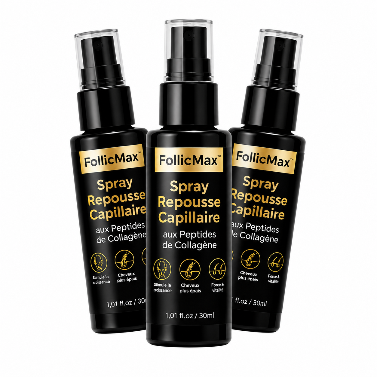 FollicMax™ Spray Repousse Capillaire aux Peptides de Collagène | Relancez la pousse des cheveux et épaississez votre chevelure en 3 minutes!