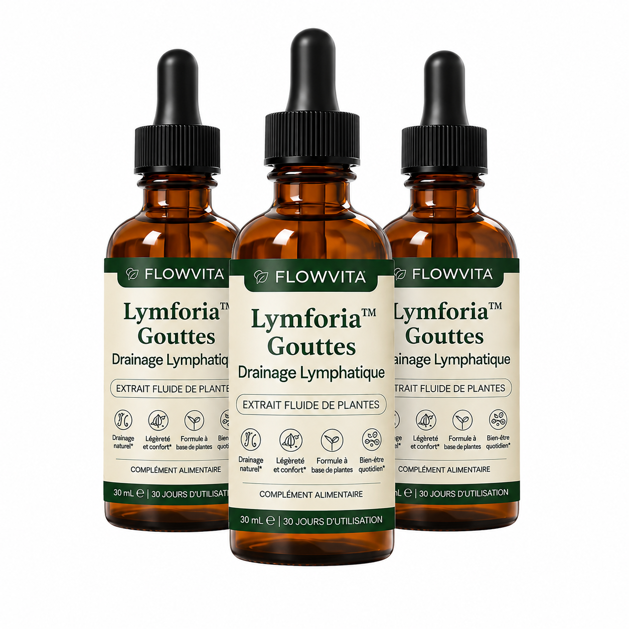 Lymforia™ Gouttes Drainage Lymphatique | Éliminez gonflements et rétention d’eau en 16 jours !
