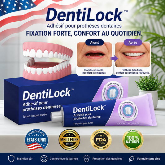 DentiLock™ Adhésif Prothèse Dentaire 96H | Dentier fixé 4 jours, sans glissement ni colle dégoûtante !