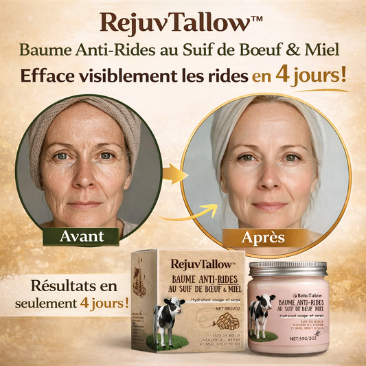 RejuvTallow™ Baume Anti-Rides au Suif de Bœuf & Miel | Efface visiblement les rides en 4 jours !