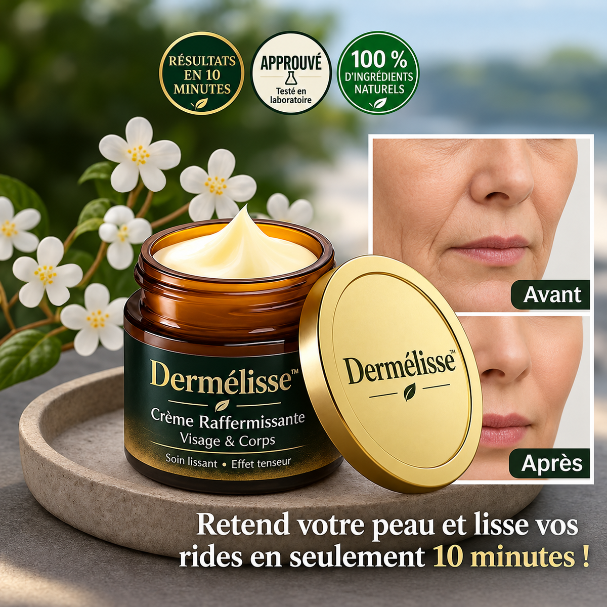 Dermélisse™ Crème Raffermissante Visage & Corps | Retend votre peau et lisse vos rides en seulement 10 minutes !