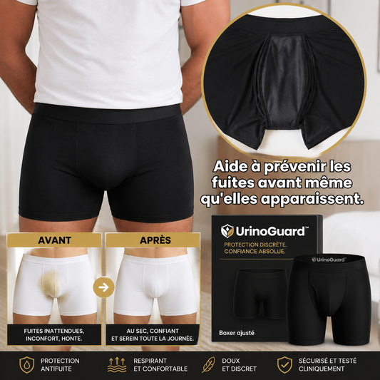 UrinoGuard™ Boxers pour hommes, protection intégrale toute la journée | Empêchez les fuites avant qu'elles ne soient visibles !
