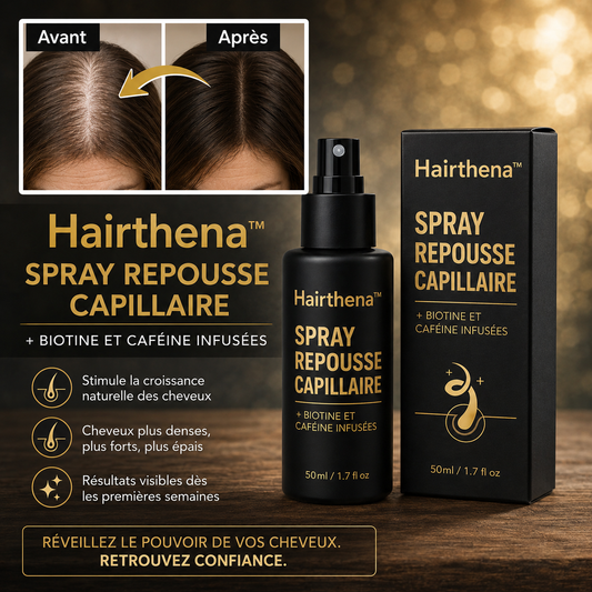 Hairthena™ Spray Repousse Capillaire | Retrouvez des cheveux plus denses en seulement 14 jours !