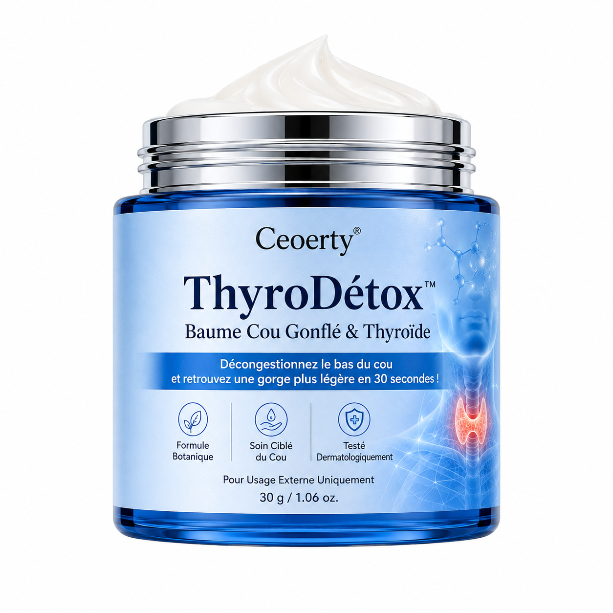 ThyroDétox™ Baume Cou Gonflé & Thyroïde | Décongestionnez le bas du cou et retrouvez une gorge plus légère en 30 secondes !