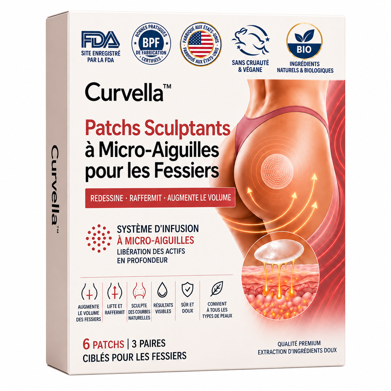 Curvella™ Patch Sculptant à Micro-Aiguilles | Galbez vos fesses, hanches et poitrine sans chirurgie ni injections !