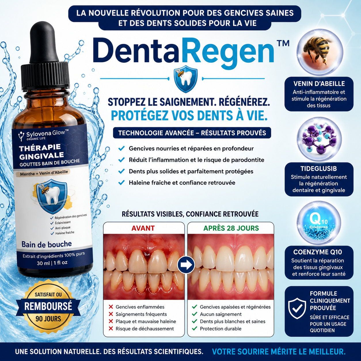 DentaRegen™ Sérum Dentaire au Venin d'Abeille | Dissout le tartre et répare vos gencives en 7 jours, sans chirurgie !