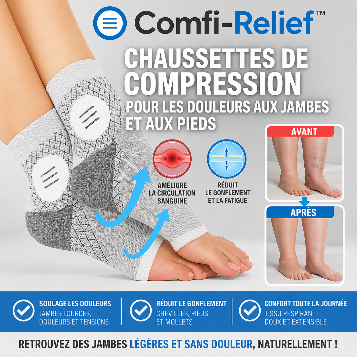 Comfi-Relief™ Chaussettes de compression | Soulage les articulations en 10 minutes!