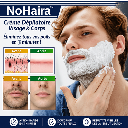 NoHaira™ Crème Dépilatoire Visage & Corps | Éliminez tous vos poils en 3 minutes !