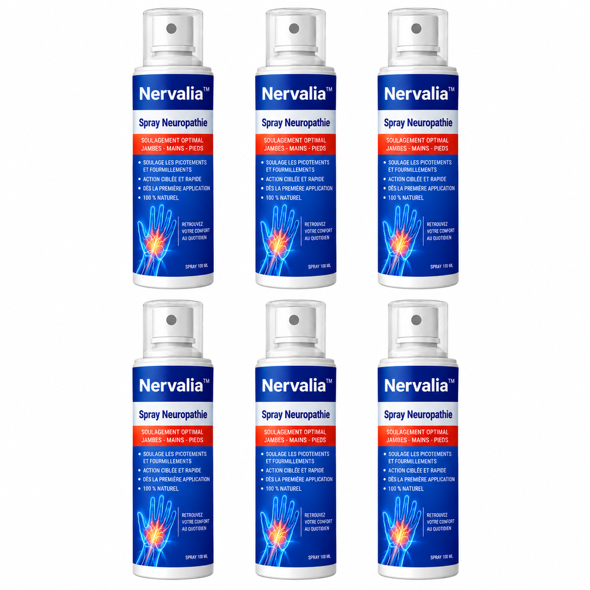 Nervalia™ Spray Neuropathie | Stoppez picotements et engourdissements dès la première application !