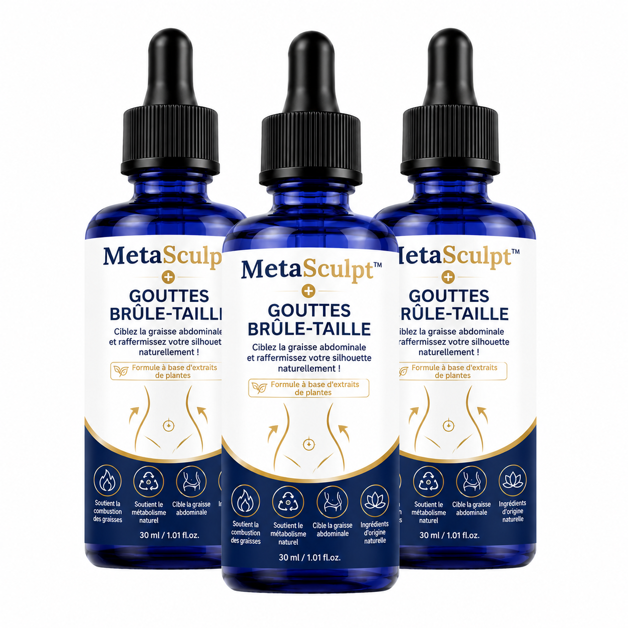 MetaSculpt™ Gouttes Brûle-Taille | Ciblez la graisse abdominale et raffermissez votre silhouette naturellement !