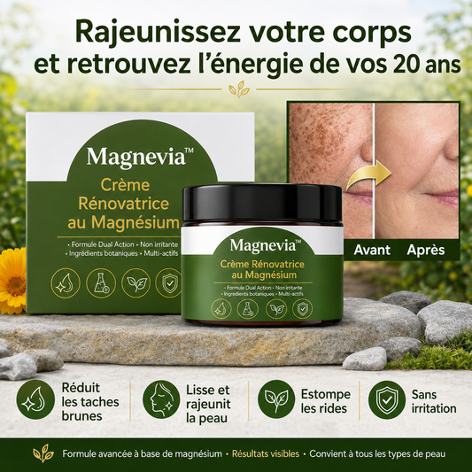 Magnevia™ Crème Renouvellement au Magnésium | Répare la peau, efface imperfections et apaise les plaques en 7 minutes !