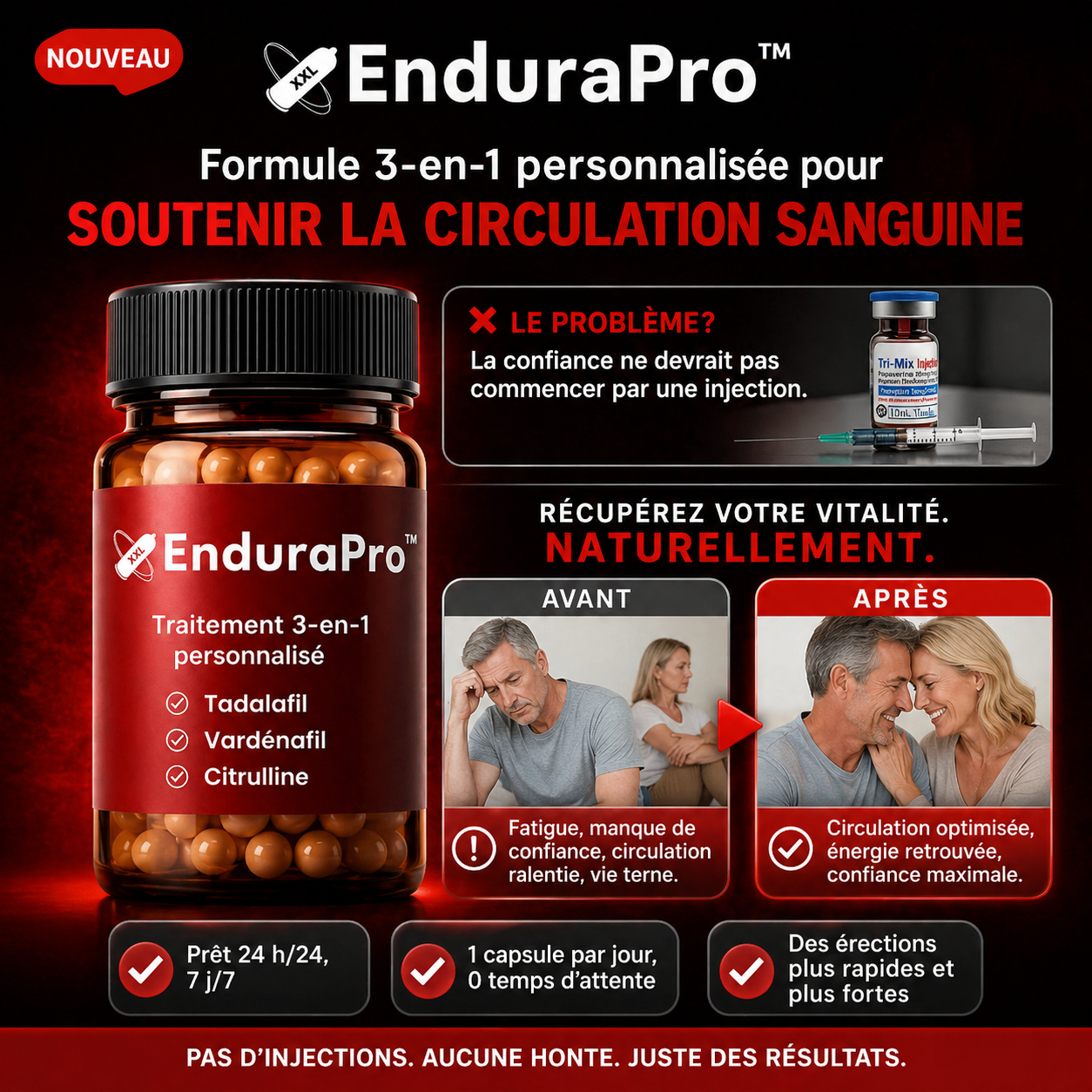 EnduraPro™ Gélule Virilité Instantanée | Retrouvez une érection ferme en 5 minutes, sans ordonnance !