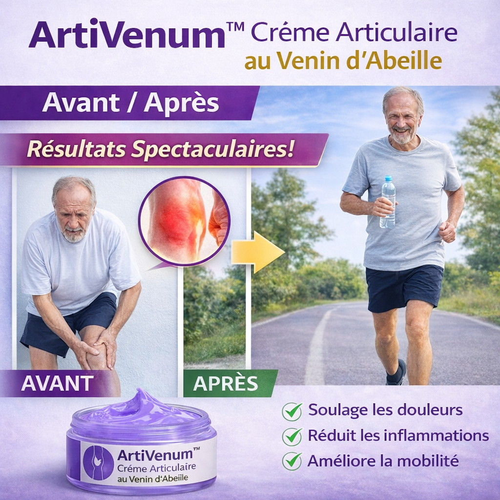 ArtiVenum™ Crème Articulaire au Venin d’Abeille | Supprime les douleurs articulaires en 3 minutes!