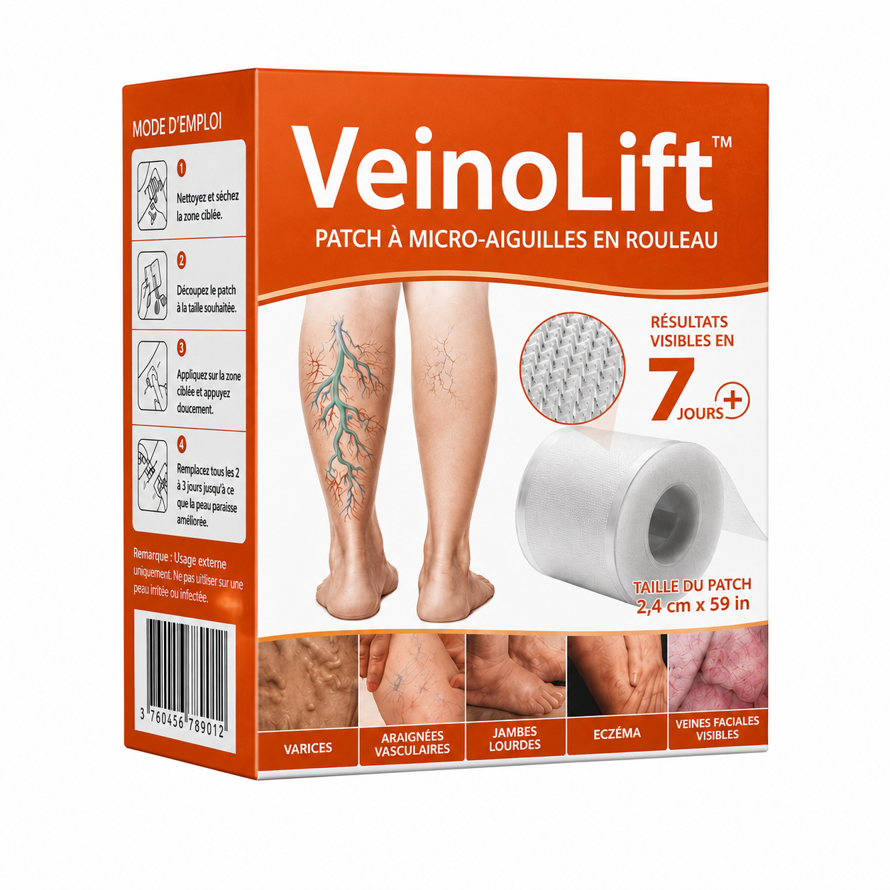 VeinoLift™ Roll Patch Micro-Aiguilles Veines & Jambes Lourdes | Atténuez les veines visibles et retrouvez des jambes légères en 7 jours !