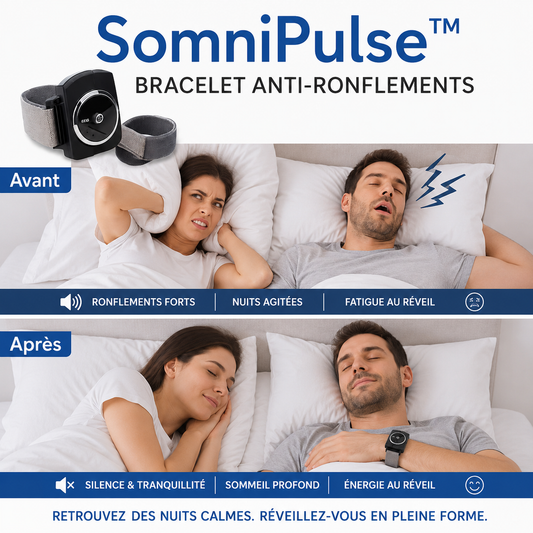 SomniPulse™ Bracelet Anti-Ronflements | Stoppe 97 % des ronflements en 24h – sans CPAP ni chirurgie!