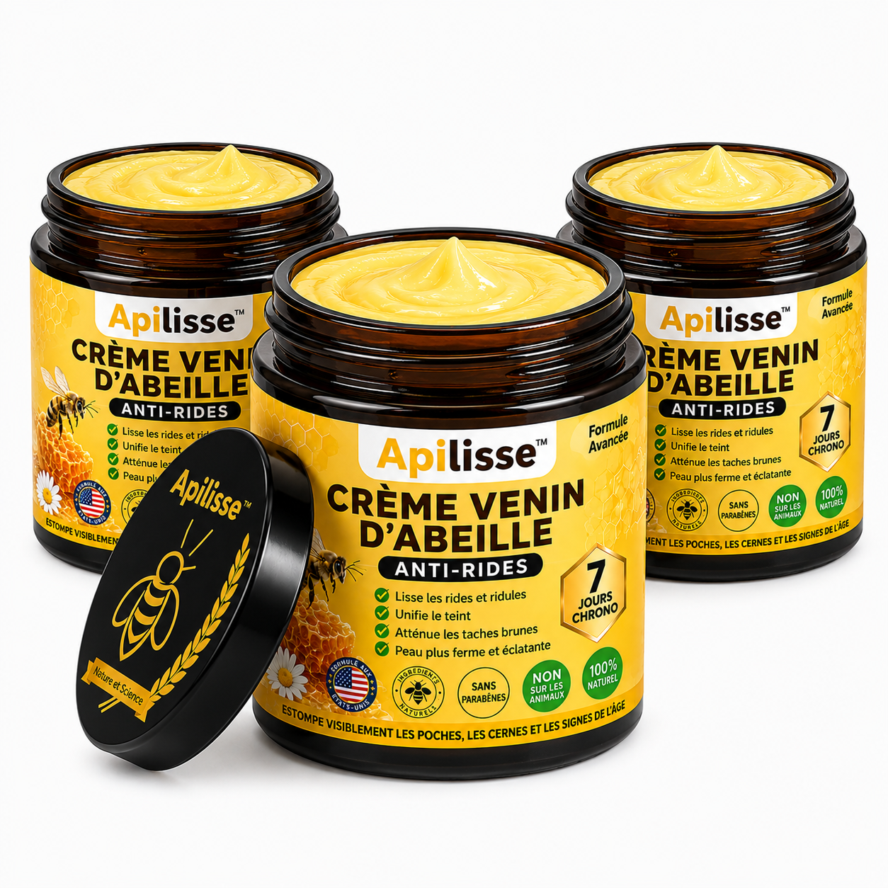 Apilisse™ Crème Venin d’Abeille Anti-Rides | Lifte votre peau et efface les taches en 7 jours chrono!