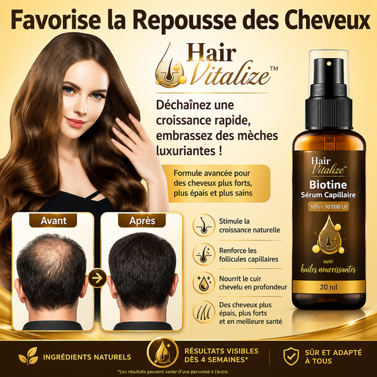 HairVitalize™ Spray Capillaire à la Biotine | Faites repousser vos cheveux en 10 minutes!
