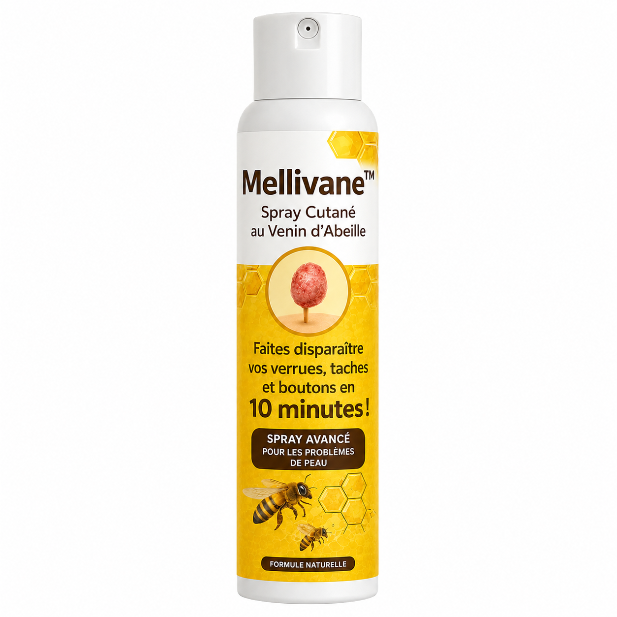 Mellivane™ Spray Cutané au Venin d’Abeille | Éliminez verrues, taches et boutons en 10 minutes !
