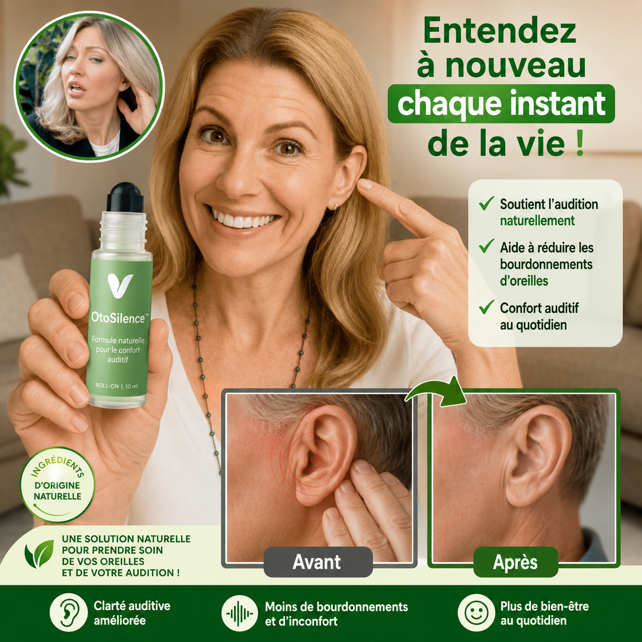 OtoSilence™ Huile Anti-Acouphènes & Vertiges | Stoppez les bourdonnements, sifflements et vertiges en 5 minutes !