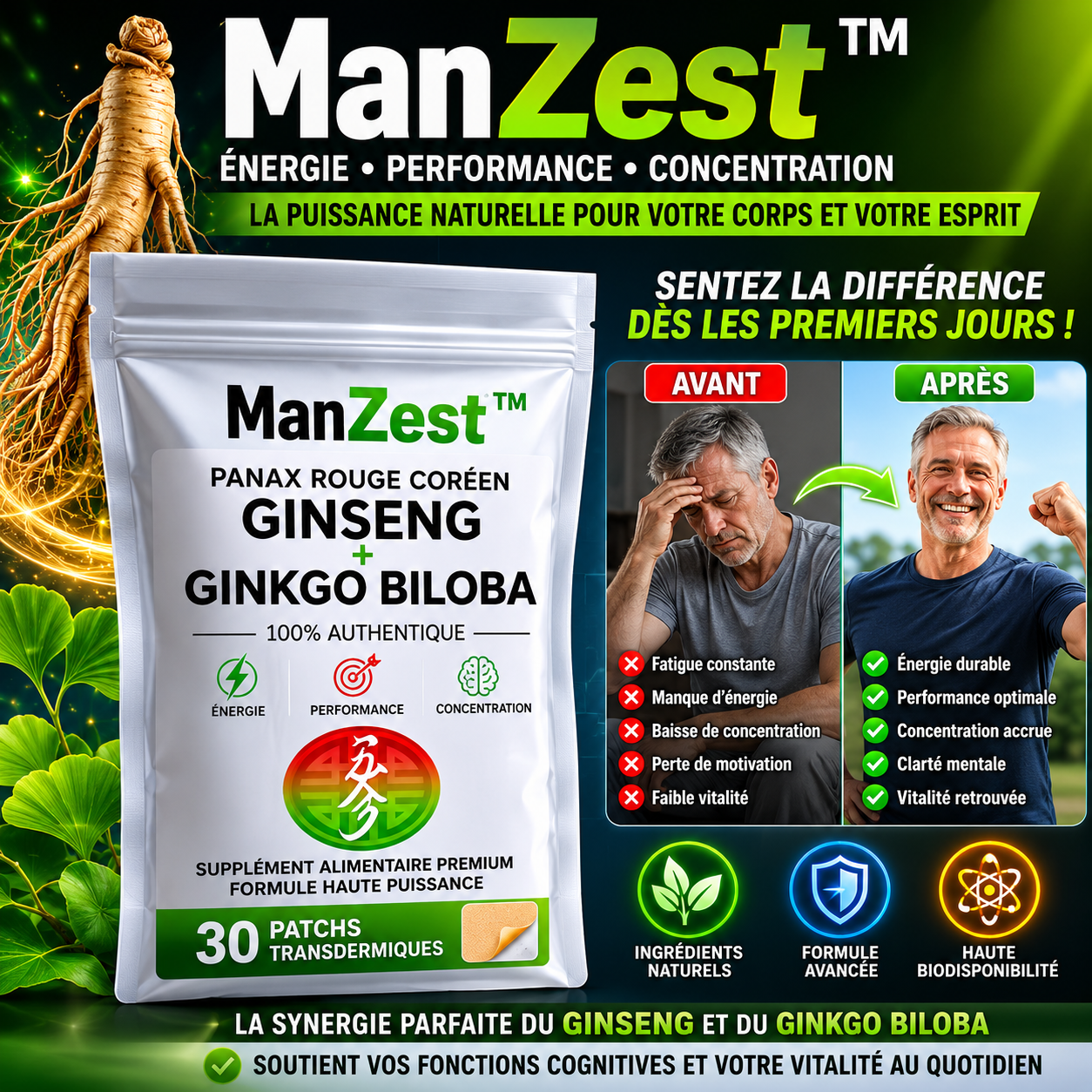 ManZest™ Patch Transdermique Stimulant Masculin | Retrouvez une érection puissante en 5 minutes !