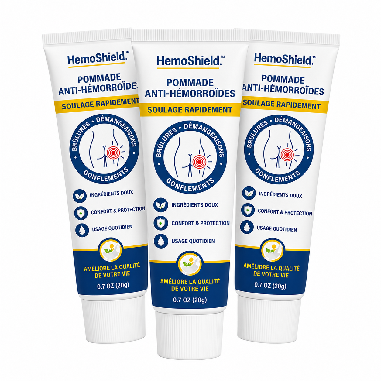 HemoShield™ Pommade Anti-Hémorroïdes | Calmez brûlures, démangeaisons et gonflements dès les premières applications !