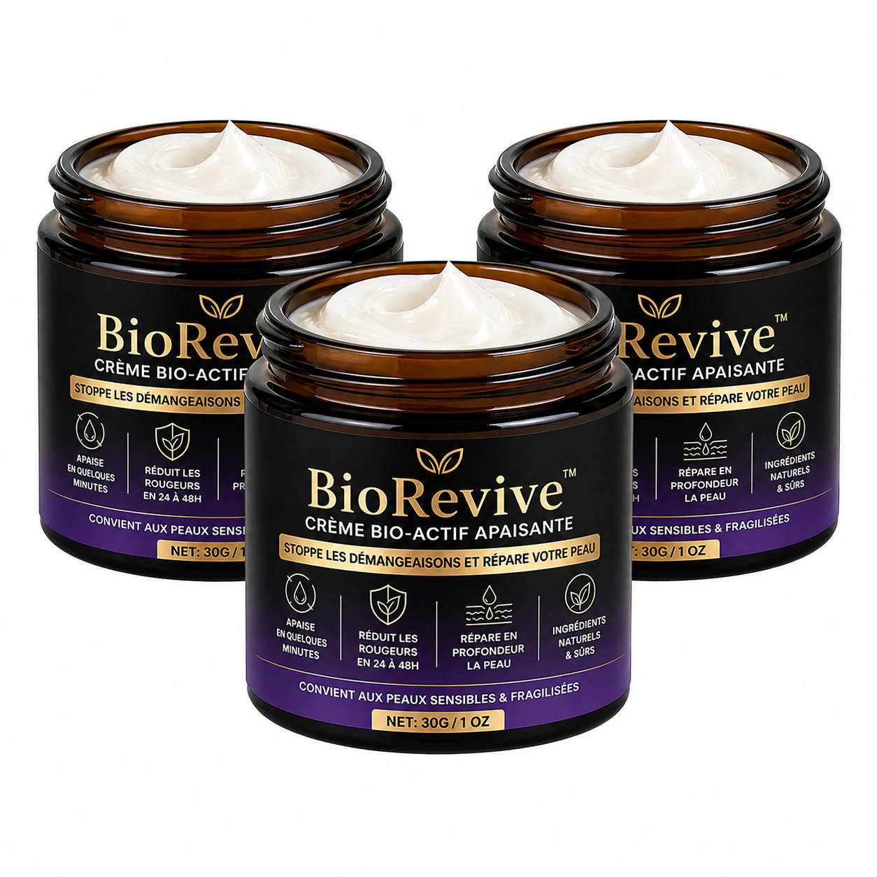 BioRevive™ Crème Bio-Actif Apaisante | Stoppe les démangeaisons et répare votre peau dès la première application !