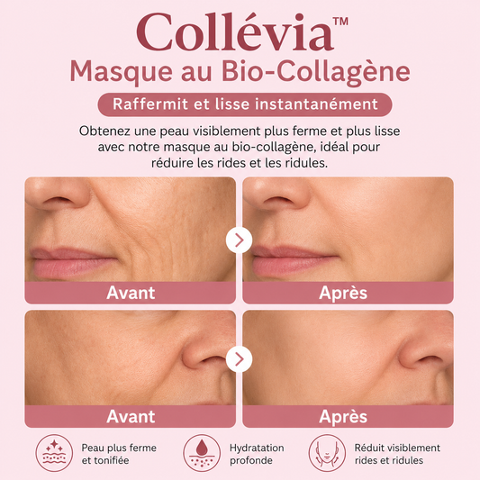 Collévia™ Masque au Bio-Collagène | Lisse rides et ridules pour une peau ferme et éclatante dès la 1ʳᵉ application!