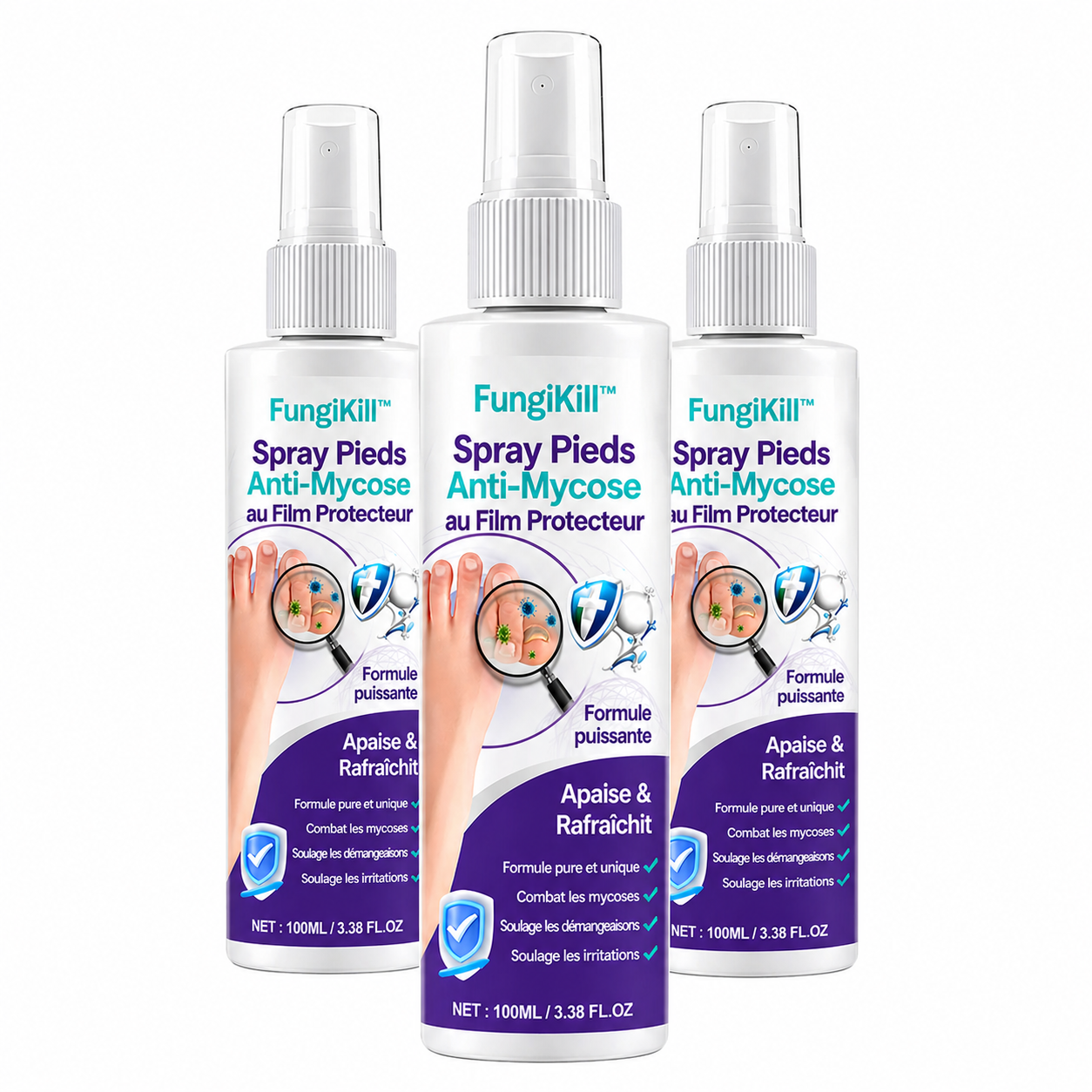 FungiKill™ Spray Pieds Anti-Mycose au Film Protecteur | Éliminez les champignons en 48h chrono !