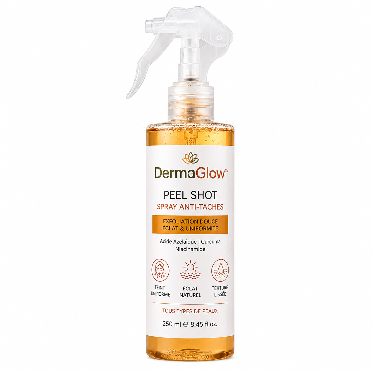 DermaGlow™ Spray Peel Shot Anti-Taches | Retrouvez une peau lisse, claire et lumineuse dès les premières applications !