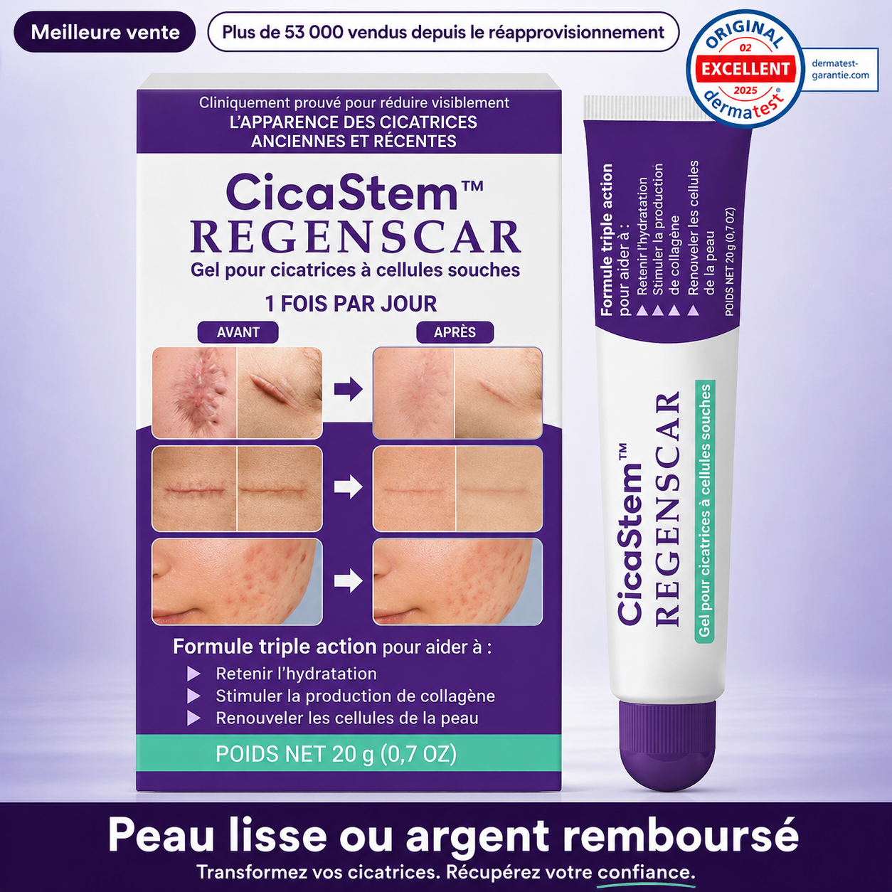 CicaStem™ Gel Cellules Souches Anti-Cicatrices | Effacez l’apparence des marques, brûlures et cicatrices en 1 à 2 semaines !