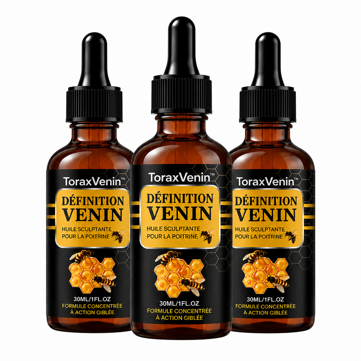 ToraxVenin™ Huile Sculptante Pectoraux au Venin d’Abeille | Redessinez un torse plus ferme et plus masculin sans chirurgie !