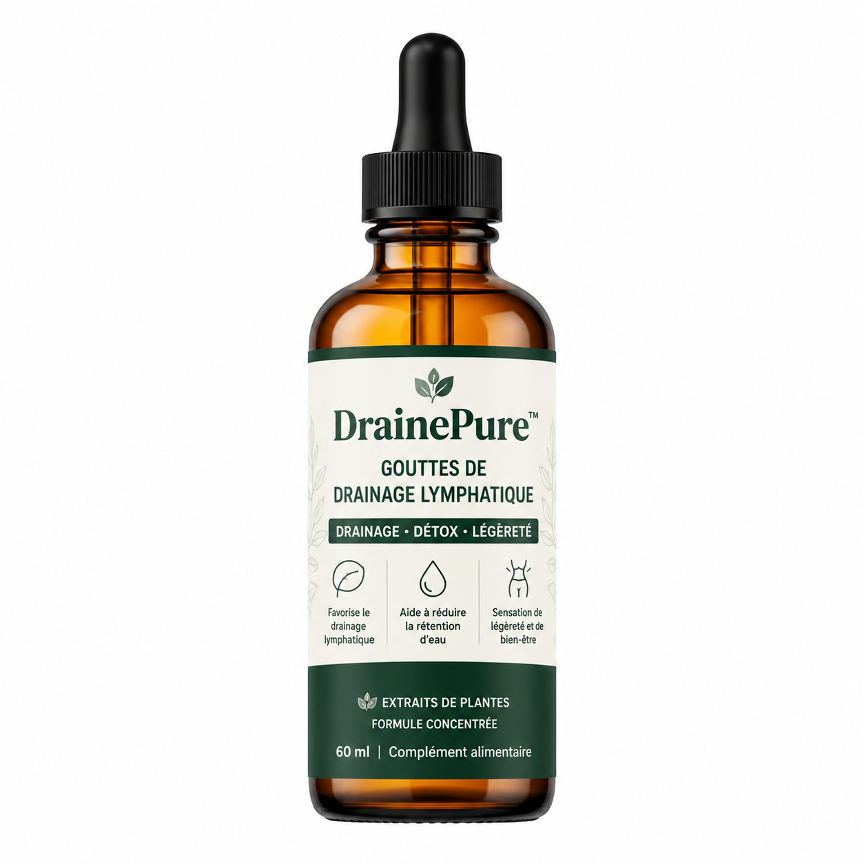 DrainePure™ Gouttes de Drainage Lymphatique | 93 % des utilisatrices se réveillent plus légères, rayonnantes et moins gonflées en seulement 7 jours