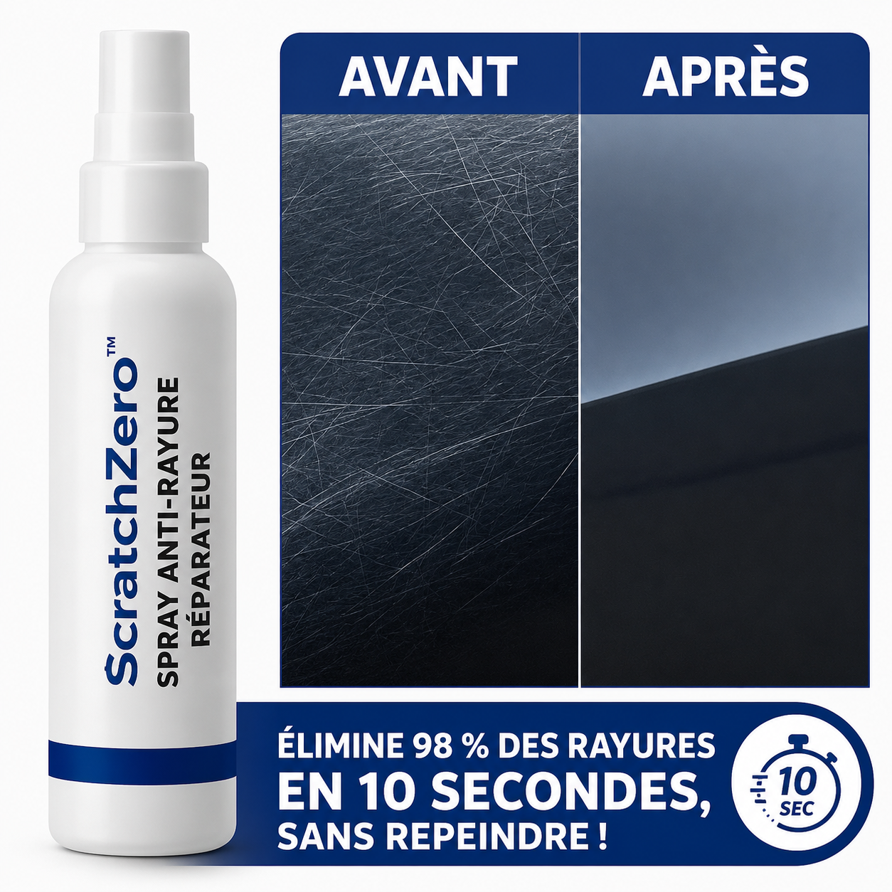ScratchZero™ Spray Anti-Rayures Réparateur | Efface 98 % des Éraflures en 10 Secondes, Sans Repeindre!