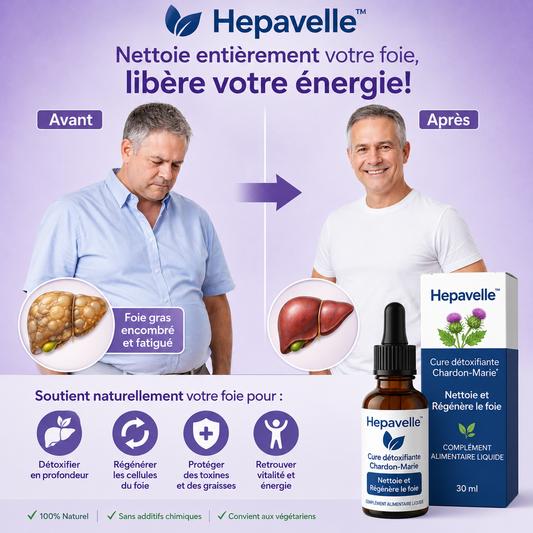 Hepavelle™ Gouttes Foie Détox Ultra-Concentrées | Décrassez votre foie et déclenchez une perte de 5 kg en 7 jours !