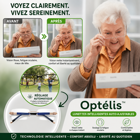 Optélis™ Lunettes Intelligentes Auto-Ajustables | Voyez net à toutes les distances sans ordonnance ni lunettes hors de prix !