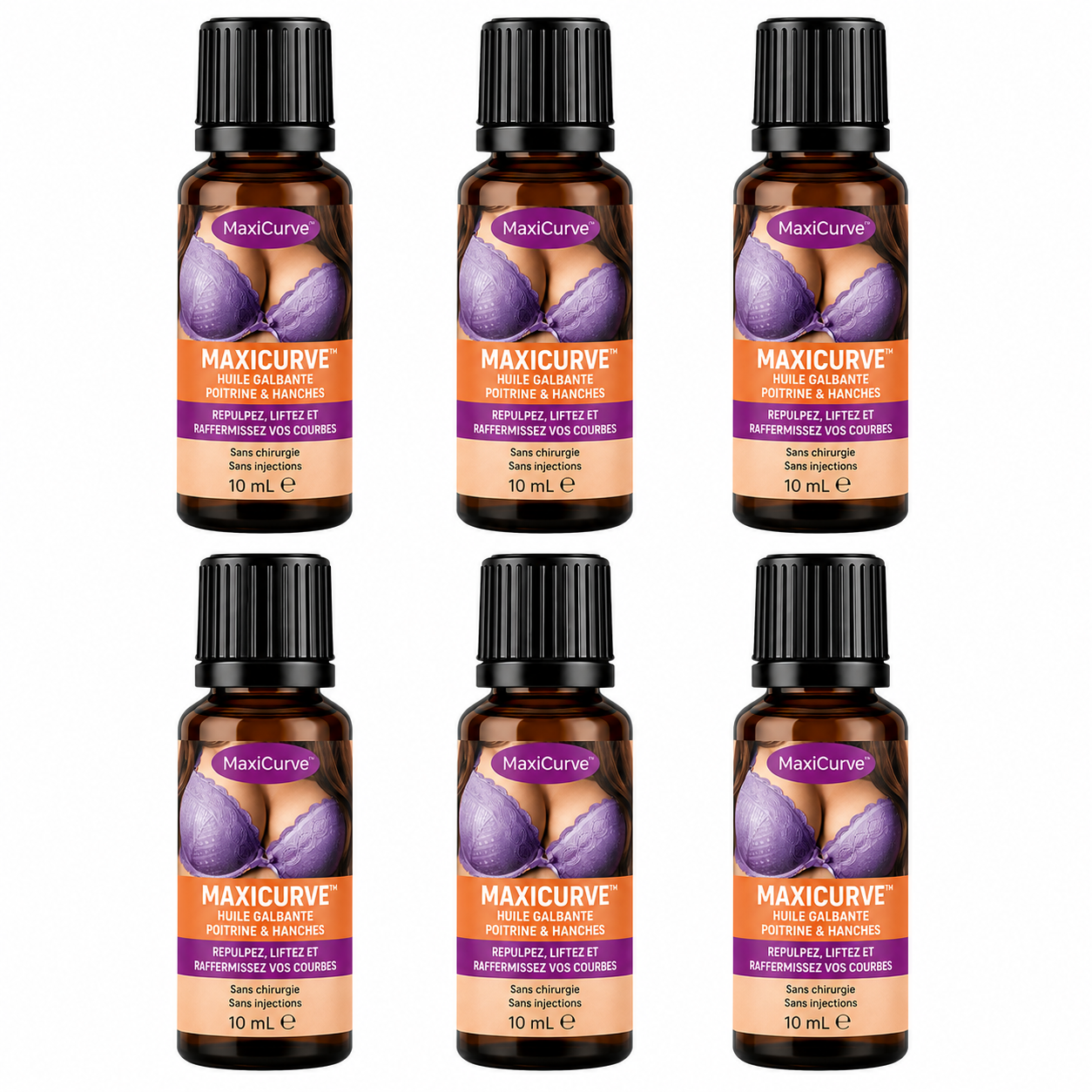 MaxiCurve™ Huile Galbante Poitrine & Hanches | Repulpez, liftez et raffermissez vos courbes en quelques semaines, sans chirurgie ni injections !