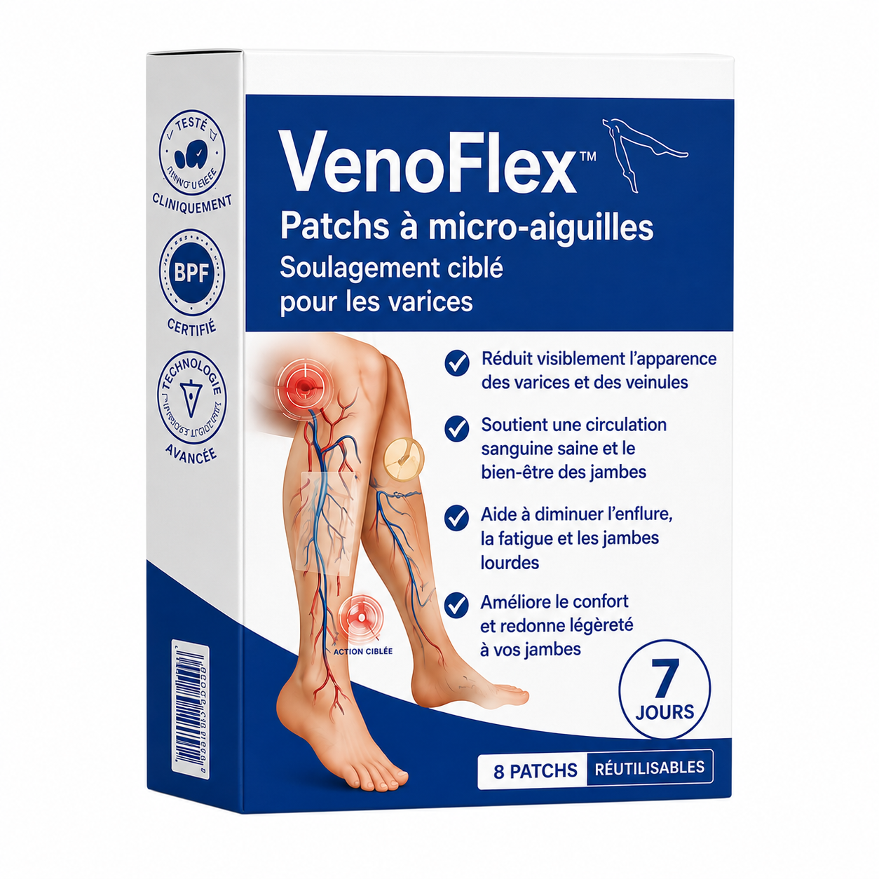VenoFlex™ Patch Anti-Varices Micro-Aiguilles | Jambes plus légères et veines moins visibles en 7 jours !