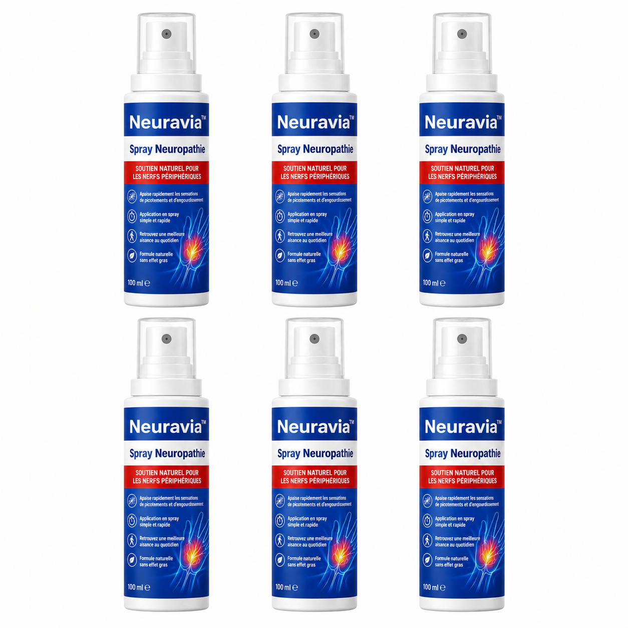Neuravia™ Spray Neuropathie | Stoppez picotements et engourdissements dès la première application !